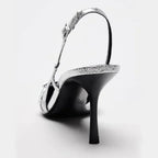 Terry נעלי עקב כסף אלגנטיות