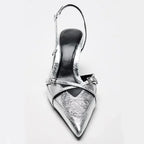 Terry נעלי עקב כסף אלגנטיות