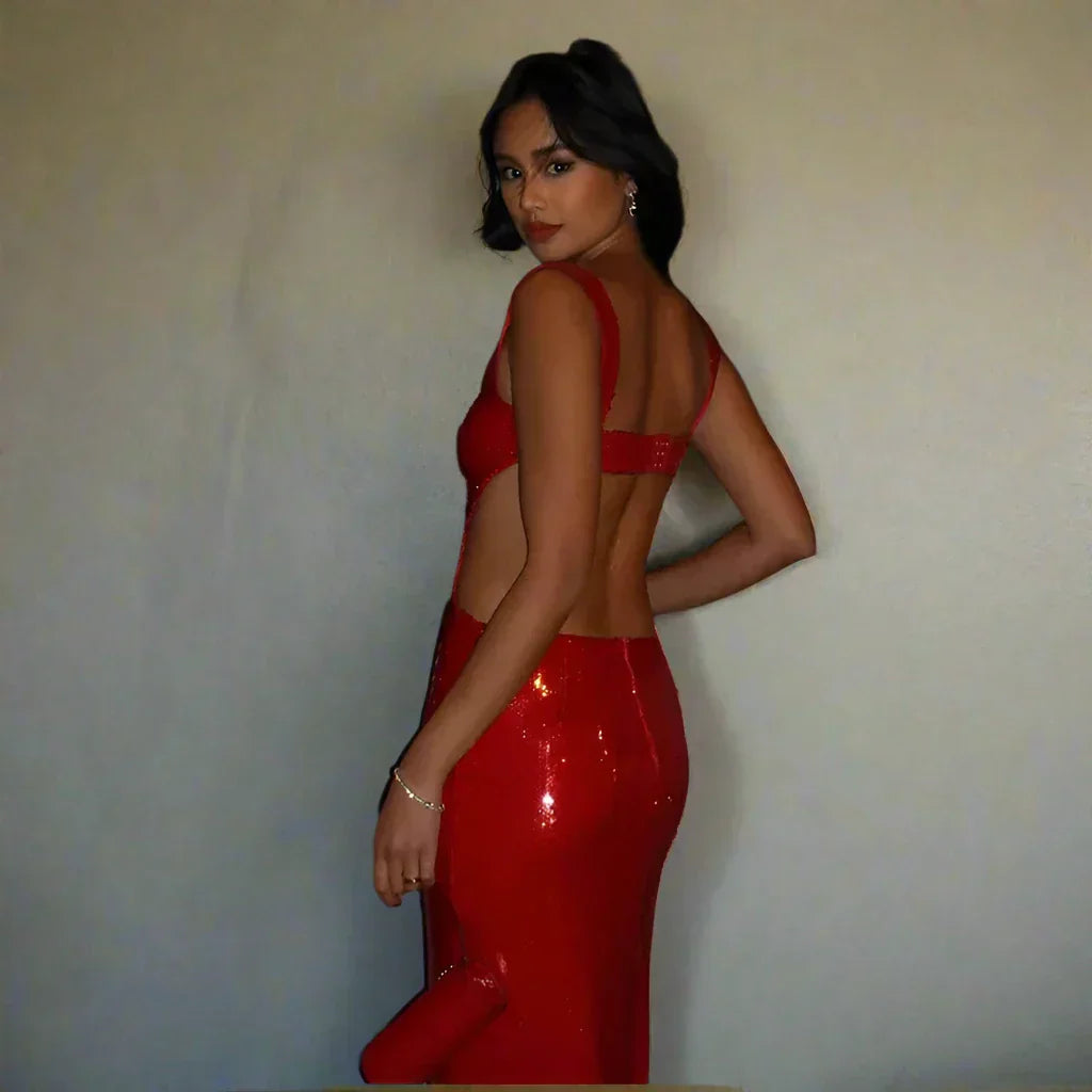 שמלת פאייטים גב פתוח דגם שילת