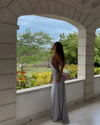 שמלת מקסי א-סימטרית עם כתף אחת וגב פתוח דגם ירין