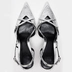 Terry נעלי עקב כסף אלגנטיות