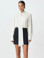 Monica חולצת פולקה דוט סאטן עם קשירה