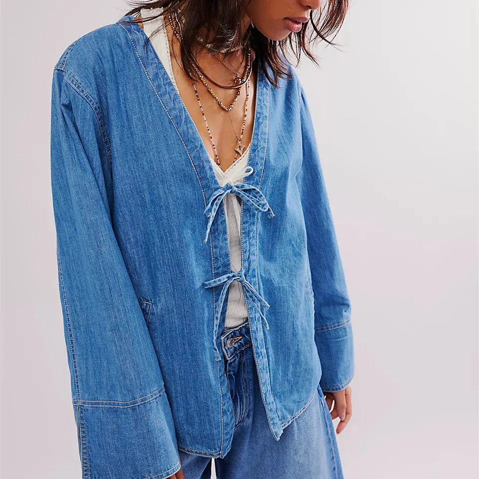 Melvin חולצת ג'ינס קשירה בסגנון וינטג'