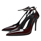 עקבים מבריקים עם שפיץ ורצועת קרסול דגם רונה