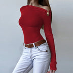 Billy חולצת א-סימטרית עם אבזם מתכת